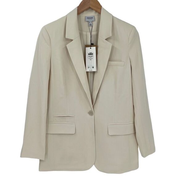 Vero Moda Aware Tone Long Sleeve Oversized Blazer Jacket Birch Women US 4 Office - Picture 1 of 10